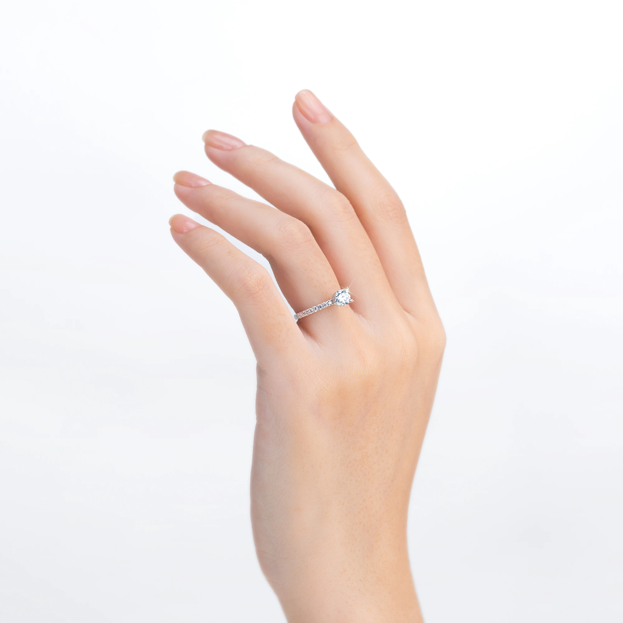 Four Prongs Solitaire Pave Engagement Ring NCH1202 6